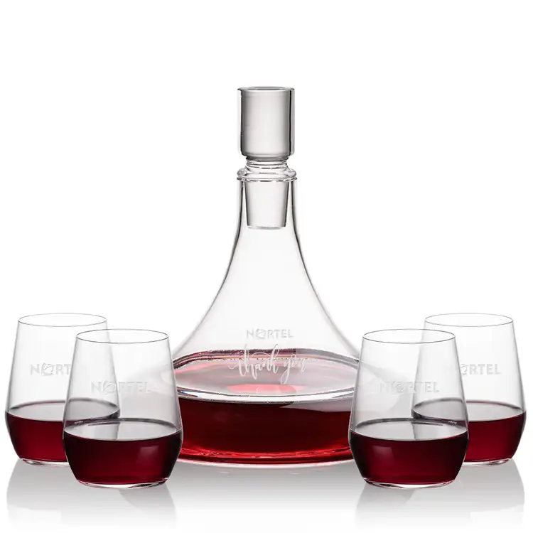 Ensemble carafe à vin Ashby 53 oz et 4 verres à vin sans pied Germain