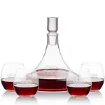 Ashby Wine Decanter 53 oz and 4 Redmond Stemless Wine Glasses