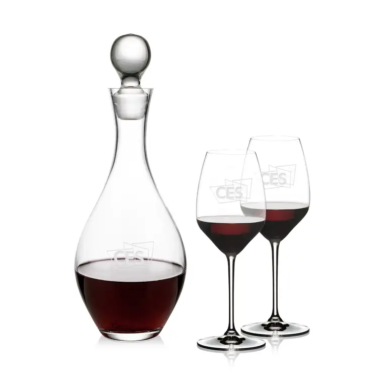 Briarwood Wine Decanter 33 oz and 2 RIEDEL Extreme Wine Glasses