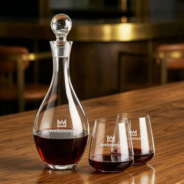 Briarwood Wine Decanter 33 oz and 2 Breckland Stemless Wine Glasses #2