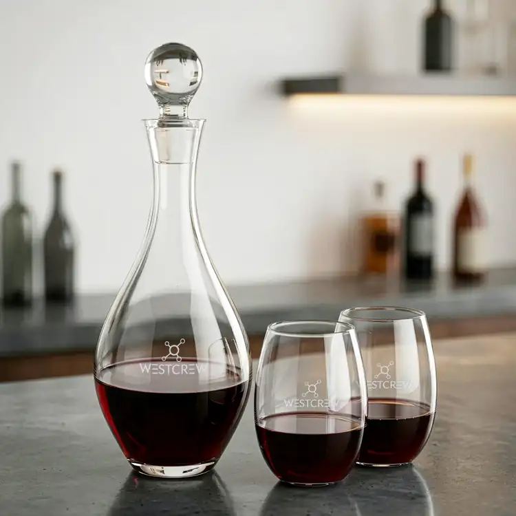 Briarwood Wine Decanter 33 oz and 2 Carlita Stemless Wine Glasses #2