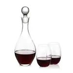 Briarwood Wine Decanter 33 oz and 2 Carlita Stemless Wine Glasses