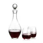 Briarwood Wine Decanter 33 oz and 2 Crestview Stemless Wine Glasses