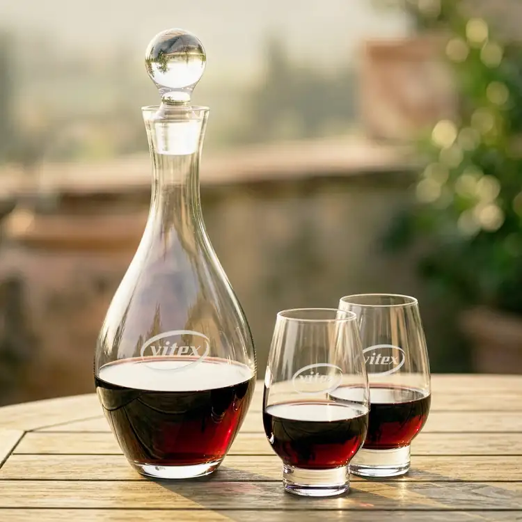 Briarwood Wine Decanter 33 oz and 2 Glenarden Stemless Wine Glasses #2