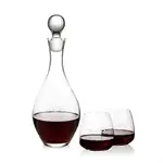 Briarwood Wine Decanter 33 oz and 2 Hogarth Stemless Wine Glasses