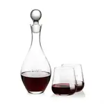 Briarwood Wine Decanter 33 oz and 2 Howden Stemless Wine Glasses