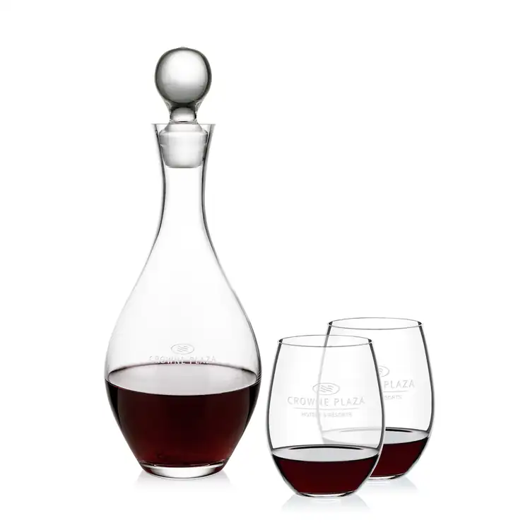 Briarwood Wine Decanter 33 oz and 2 RIEDEL Stemless Wine Glasses