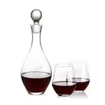 Briarwood Wine Decanter 33 oz and 2 Reina Stemless Wine Glasses