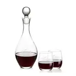 Briarwood Wine Decanter 33 oz and 2 Salem Stemless Wine Glasses