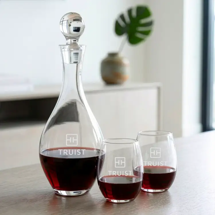 Briarwood Wine Decanter 33 oz and 2 Stanford Stemless Wine Glasses #2