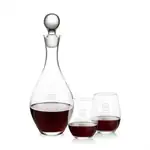 Briarwood Wine Decanter 33 oz and 2 Stanford Stemless Wine Glasses