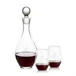 Briarwood Wine Decanter 33 oz and 2 Vale Stemless Wine Glasses