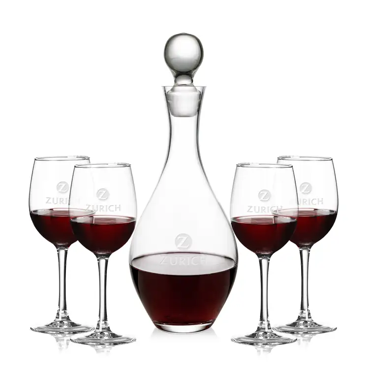 Briarwood Wine Decanter 33 oz and 4 Connoisseur Wine Glasses