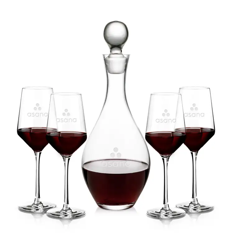 Briarwood Wine Decanter 33 oz and 4 Tucson Wine Glasses