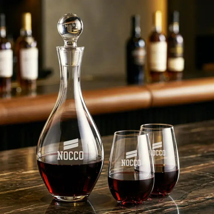 Briarwood Wine Decanter 33 oz and 4 Boston Stemless Wine Glasses #2