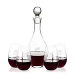 Briarwood Wine Decanter 33 oz and 4 Boston Stemless Wine Glasses