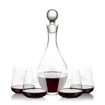 Briarwood Wine Decanter 33 oz and 4 Breckland Stemless Wine Glasses