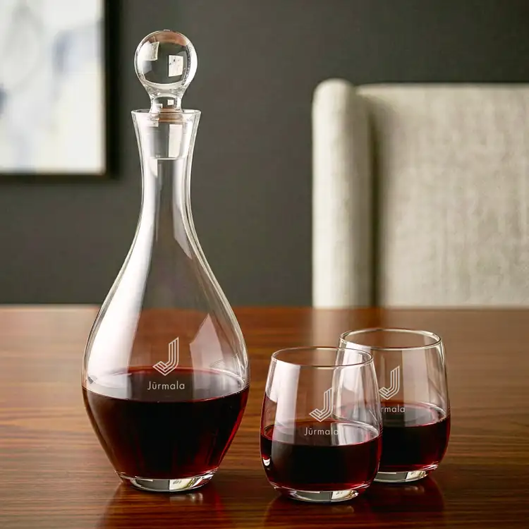 Briarwood Wine Decanter 33 oz and 4 Crestview Stemless Wine Glasses #2