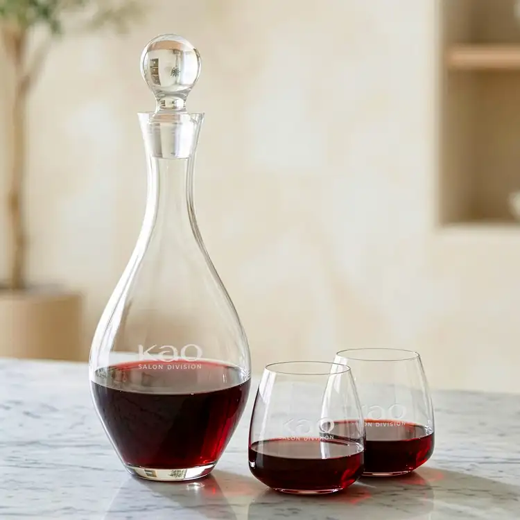 Briarwood Wine Decanter 33 oz and 4 Hogarth Stemless Wine Glasses #2