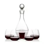 Briarwood Wine Decanter 33 oz and 4 Hogarth Stemless Wine Glasses