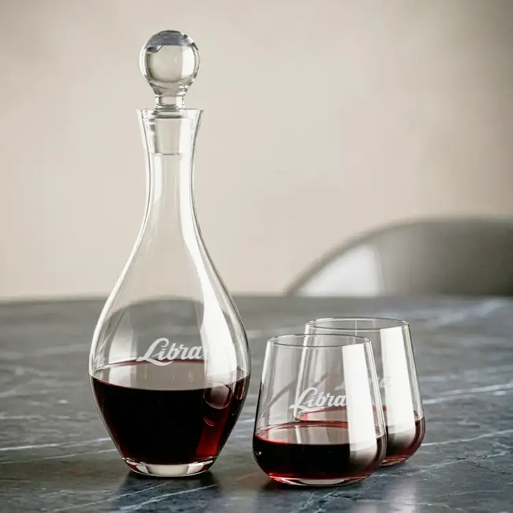 Briarwood Wine Decanter 33 oz and 4 Howden Stemless Wine Glasses #2