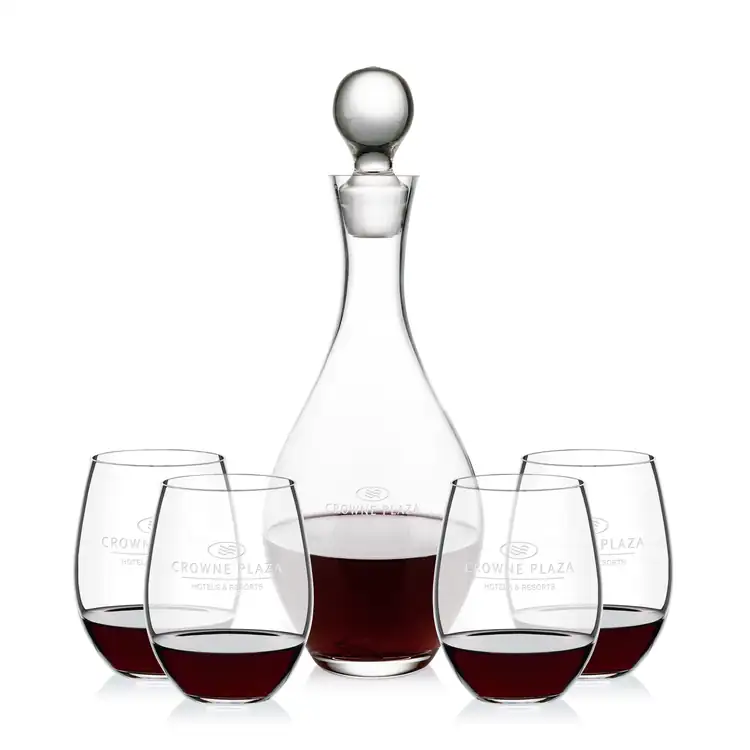 Briarwood Wine Decanter 33 oz and 4 RIEDEL Stemless Wine Glasses