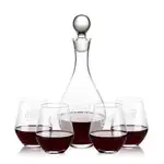 Briarwood Wine Decanter 33 oz and 4 Reina Stemless Wine Glasses