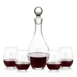 Briarwood Wine Decanter 33 oz and 4 Stanford Stemless Wine Glasses