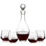 Briarwood Wine Decanter 33 oz and 4 Tucson Stemless Wine Glasses