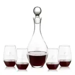 Briarwood Wine Decanter 33 oz and 4 Vale Stemless Wine Glasses