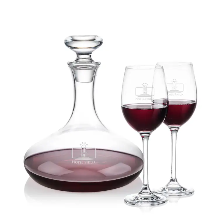 Elliston Wine Decanter 33 oz and 2 Burlington Wine Glasses