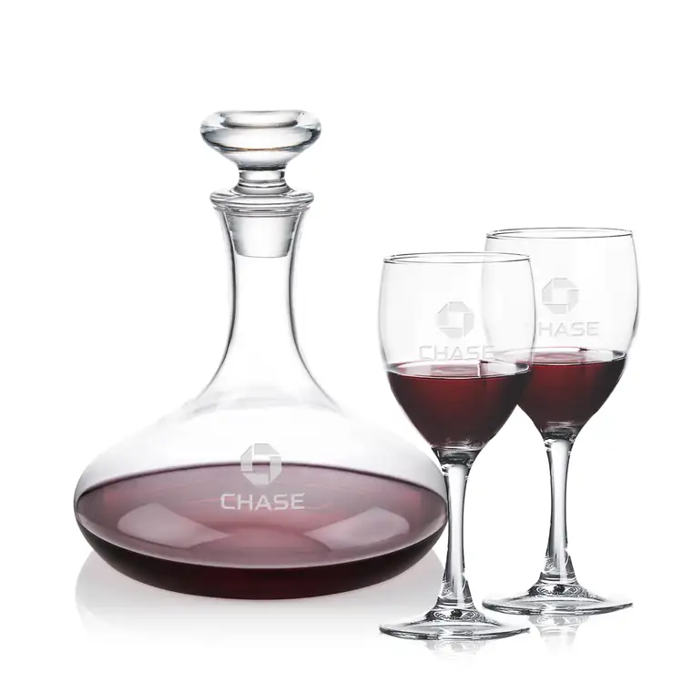 Elliston Wine Decanter 33 oz and 2 Carberry Wine Glasses