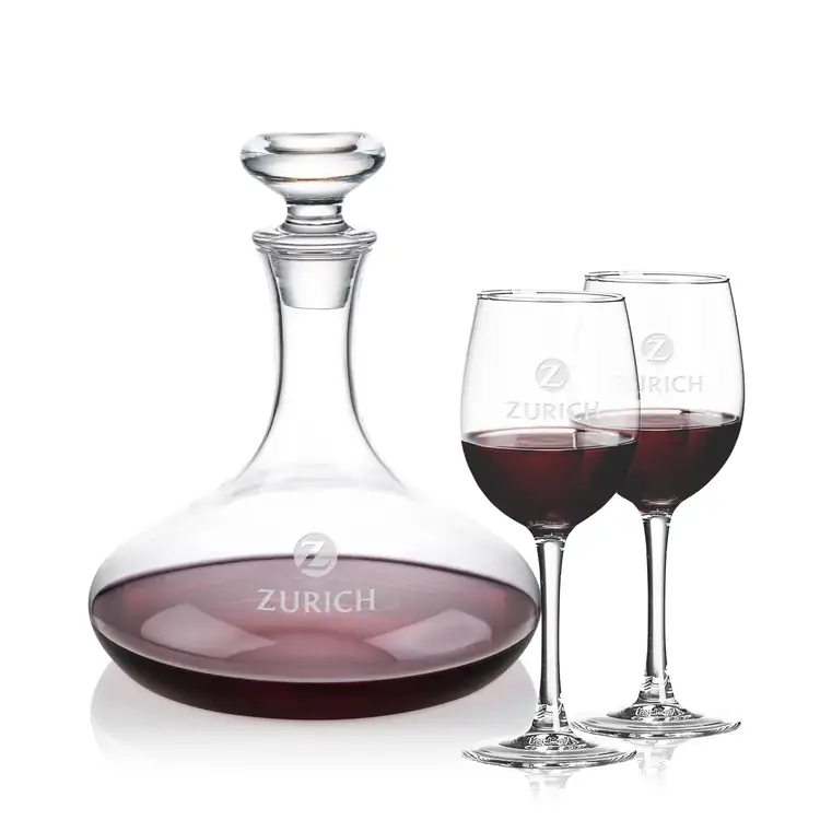 Elliston Wine Decanter 33 oz and 2 Connoisseur Wine Glasses