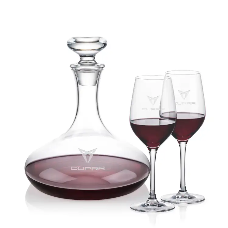 Elliston Wine Decanter 33 oz and 2 Lethbridge Wine Glasses