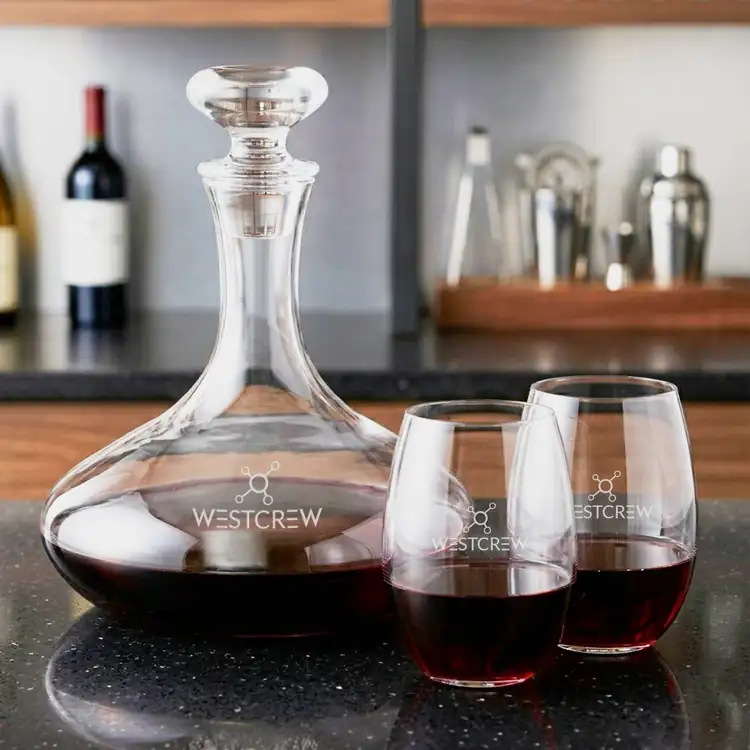 Elliston Wine Decanter 33 oz and 2 Carlita Stemless Wine Glasses #2