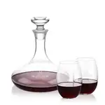 Elliston Wine Decanter 33 oz and 2 Carlita Stemless Wine Glasses