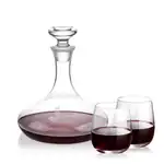 Elliston Wine Decanter 33 oz and 2 Crestview Stemless Wine Glasses