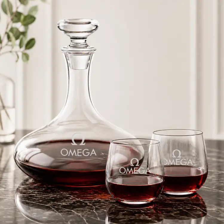 Elliston Wine Decanter 33 oz and 2 Garland Stemless Wine Glasses #2