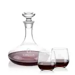 Elliston Wine Decanter 33 oz and 2 Garland Stemless Wine Glasses