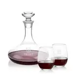 Elliston Wine Decanter 33 oz and 2 Stanford Stemless Wine Glasses
