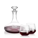 Elliston Wine Decanter 33 oz and 2 Sturgis Stemless Wine Glasses