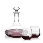 Elliston Wine Decanter 33 oz and 2 Tucson Stemless Wine Glasses