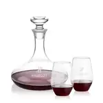 Elliston Wine Decanter 33 oz and 2 Vale Stemless Wine Glasses