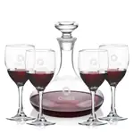 Elliston Wine Decanter 33 oz and 4 Carberry Wine Glasses