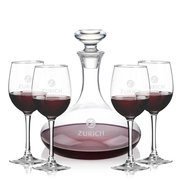Elliston Wine Decanter 33 oz and 4 Connoisseur Wine Glasses