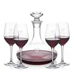Elliston Wine Decanter 33 oz and 4 Lethbridge Wine Glasses