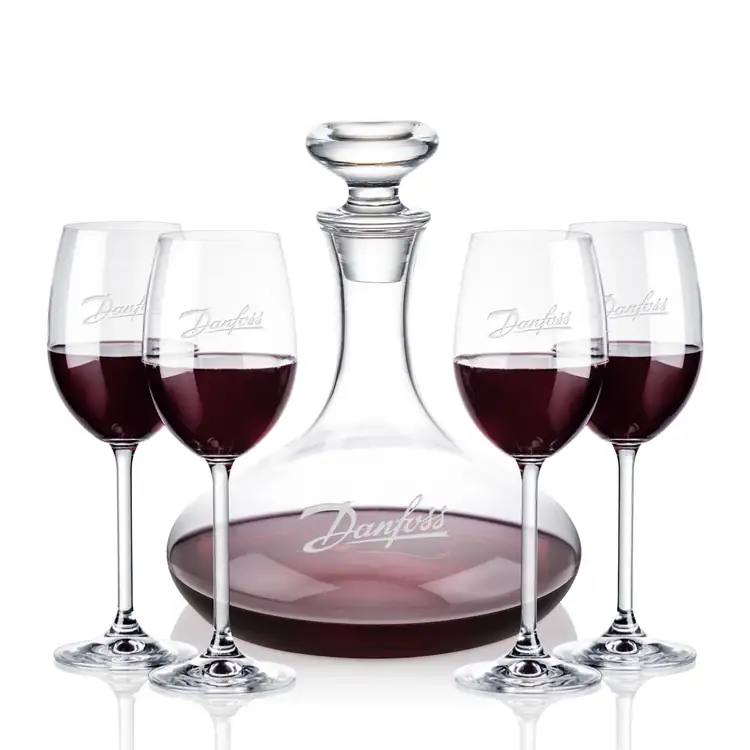 Elliston Wine Decanter 33 oz and 4 Naples Wine Glasses