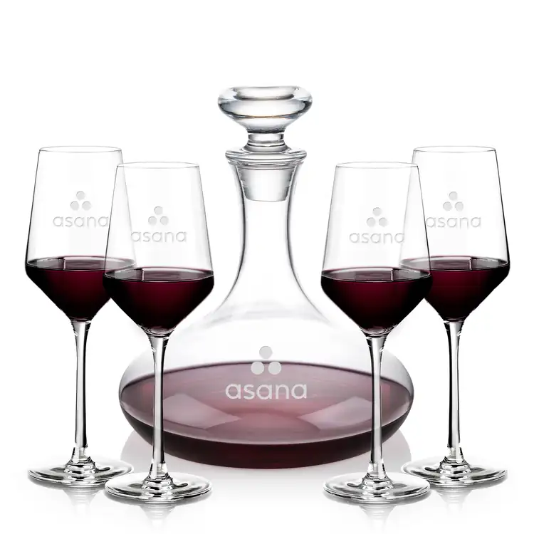 Elliston Wine Decanter 33 oz and 4 Tucson Wine Glasses