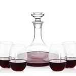 Elliston Wine Decanter 33 oz and 4 Carlita Stemless Wine Glasses