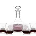 Elliston Wine Decanter 33 oz and 4 Garland Stemless Wine Glasses